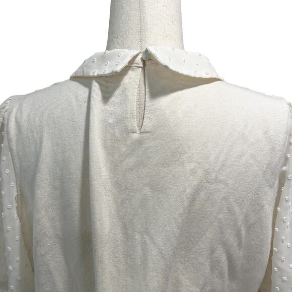 Adrianna‎ Papell XL Top with Sleeves Schoolboy Cream Dotted Sleeves Blouse (7) - Picture 10 of 12